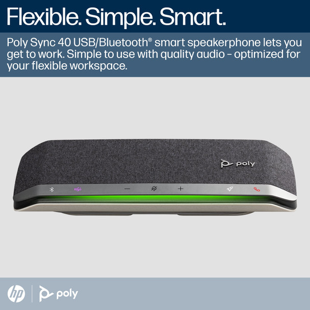 Poly Sync 40 Microsoft Teams Certified Bluetooth Speakerphone, USB-A/USB-C, 30h Battery - 77P35AA – image 2