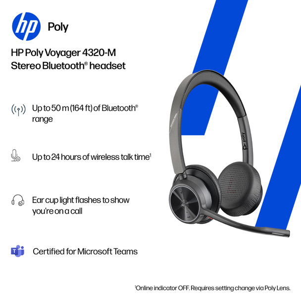 Poly Voyager 4320 Microsoft Teams Certified Wireless Headset, Bluetooth, BT700 USB-A Adapter - 77Y98AA – image 8