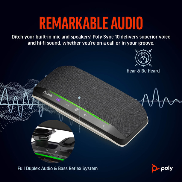 Poly Sync 10 Microsoft Teams Certified USB Speakerphone, USB-A + USB-C, IP64 - 77P34AA – image 3