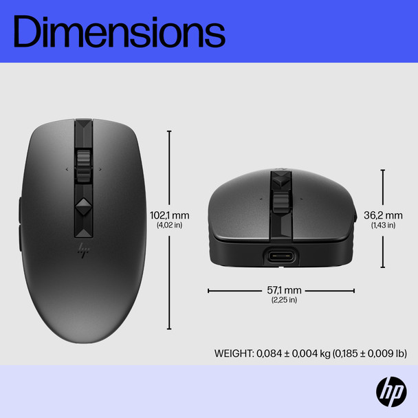 HP 715 Rechargeable Multi-Device Mouse, 2.4GHz + Bluetooth 5.3, 3000 DPI, Silent Clicks - 6E6F0AA#ABB – image 5