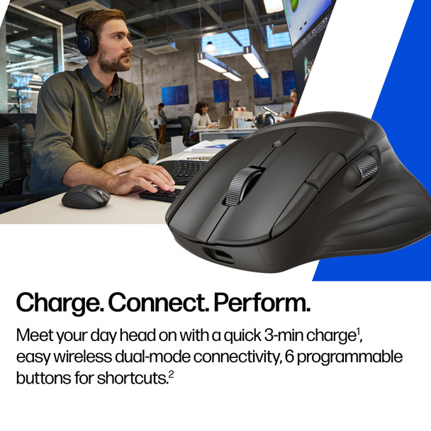 HP 785M Ultra-Fast-Scroll Wireless Mouse, Dual Scroll Wheels, 6 Programmable Buttons, Bluetooth + Dongle - B8YX4AA#ABB – image 4