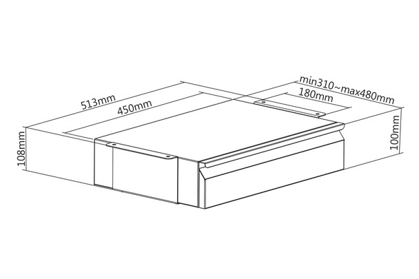 DIGITUS Under-Desk Drawer, Extendable, 48cm Deep, 5kg Load, Steel Frame, Black - DA-90443 – image 8