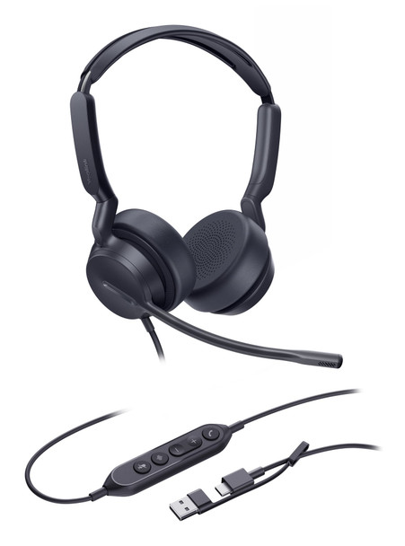 Yealink UH42 Dual UC Wired USB Headset, AI Noise Cancellation, Boom Mic, USB-C/USB-A - 1308215
