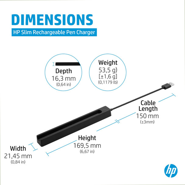 HP Slim Rechargeable Pen USB Charger, Black, 0.15m Cable - 4X491AA#AC3 – image 6