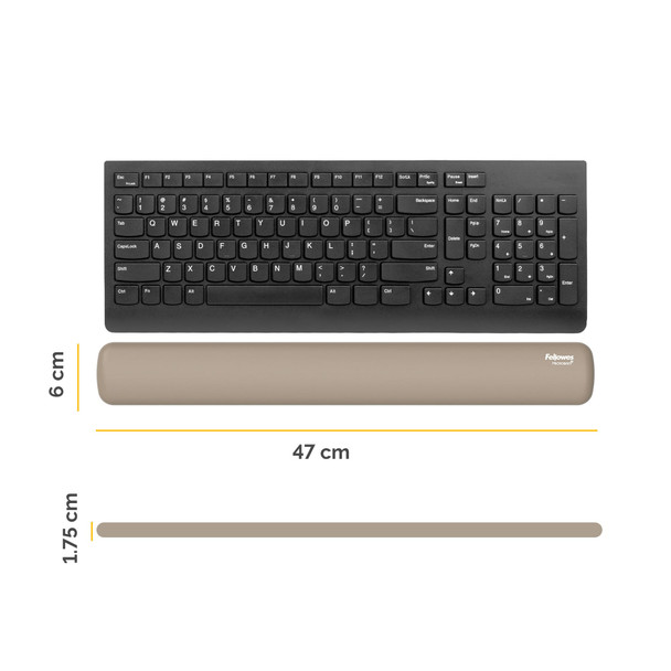 Fellowes Breyta Keyboard Wrist Rest, Microban Antibacterial, Silicone, Sand – image 3