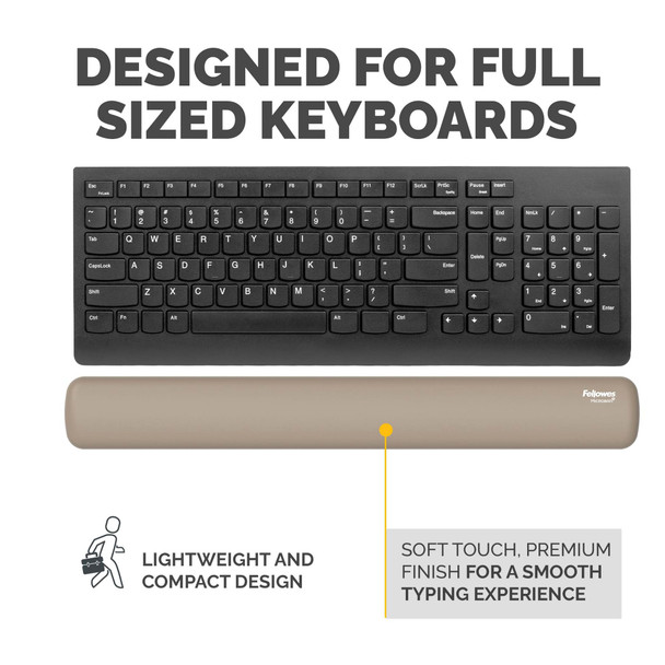 Fellowes Breyta Keyboard Wrist Rest, Microban Antibacterial, Silicone, Sand – image 8