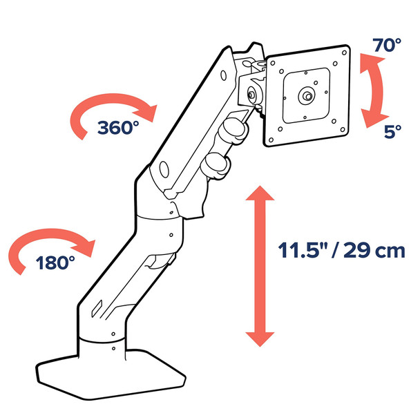 Ergotron HX Heavy Duty Monitor Arm, Desk Mount for Monitors up to 49", 9.1-19.1kg, White - 45-475-216 – image 8