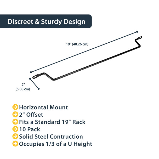 StarTech.com Horizontal Cable Lacing Bars, 2" Offset at 75 Degrees, 19" Rack, 10-Pack - CMLB102 – image 4