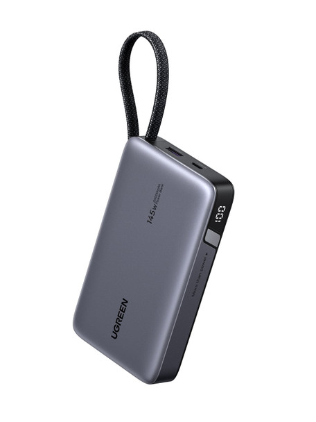 Ugreen 20000mAh 145W Power Bank with Built-in USB-C Cable, USB-C + USB-A Ports, Grey - 55992B – image 3
