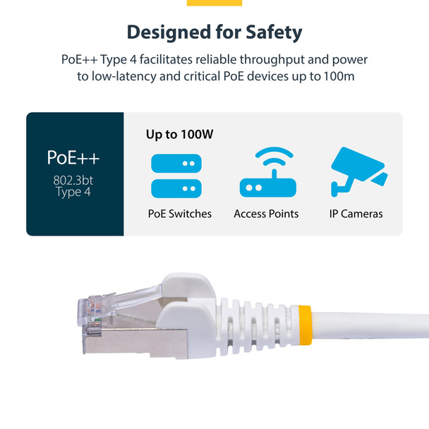 StarTech.com 10m White CAT8 Ethernet Cable, Snagless RJ45, 25G/40G, 2000MHz, 100W PoE++, S/FTP, LSZH - NLWH10MCAT8PTC – image 7