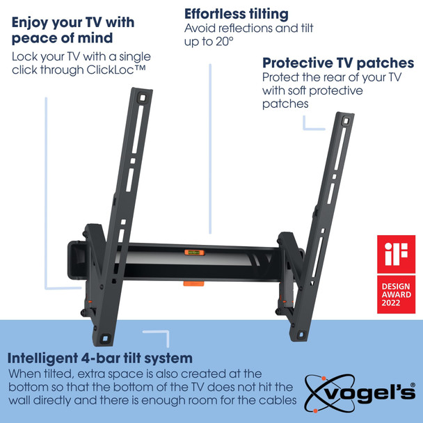 Vogel's TVM 3415 Tilting TV Wall Bracket for 32-65" TVs, Up to 25kg, VESA up to 400x400 - 3834150 – image 3