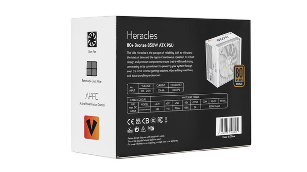 VIDA Heracles 850W ATX 3.1 Power Supply, 80 PLUS Bronze, 140mm FDB Fan, Non-Modular, White - XTY850M-850WWHT – image 10