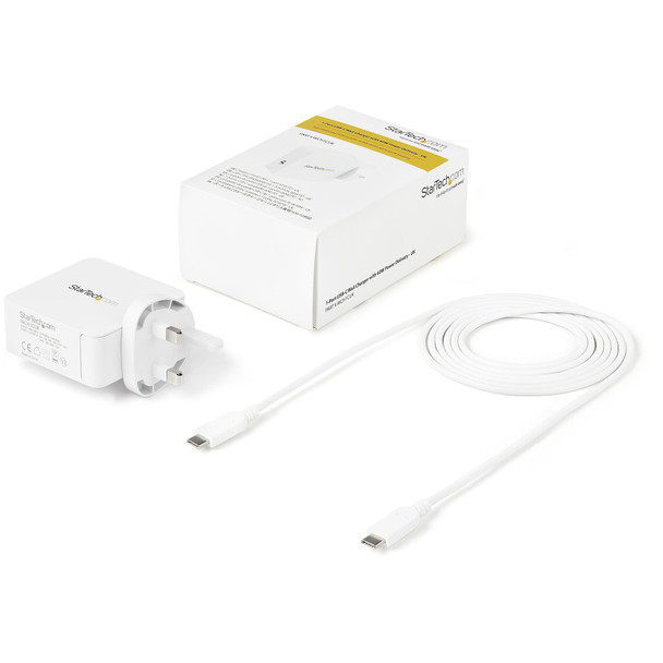 StarTech.com 60W USB-C PD Wall Charger with 2m USB-C Cable, UK Plug, White - WCH1CUK – image 4