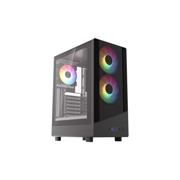 VIDA Spire ATX Gaming Case, Mesh Front, 3x ARGB Fans, Tempered Glass, Black - SPIRE-BLK