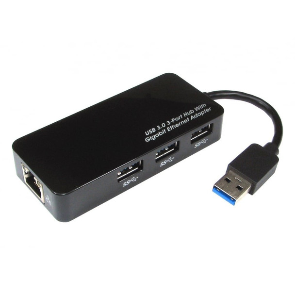 NEWLink USB 3.0 Gigabit Ethernet Adapter with 3-Port USB 3.0 Hub - NLUSB3-ETHGHUB