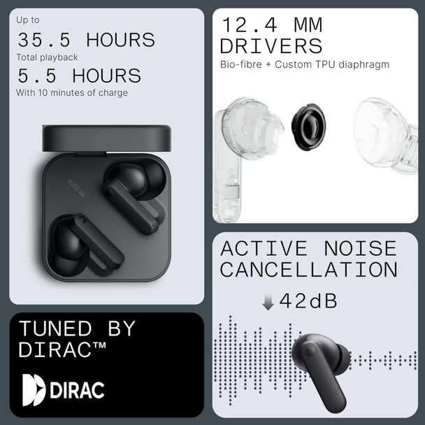 CMF by Nothing Buds 2a Wireless Earbuds, 42dB Hybrid ANC, 12.4mm Driver, IP54, Dark Grey - A10600107 – image 4