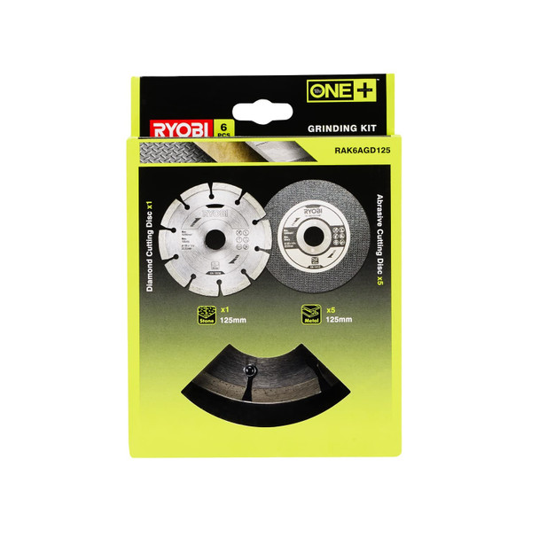 Ryobi RAK6AGD125 Angle Grinder Cutting Disc Kit, 125mm, 6 Piece - RAK6AGD125