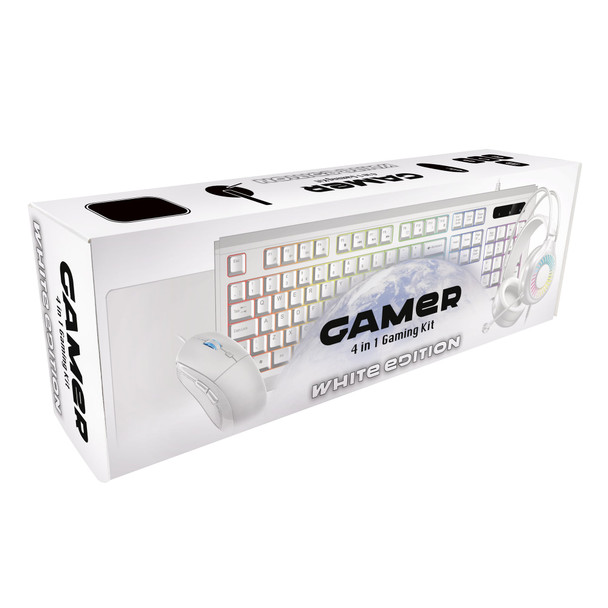 VIDA Gamer 4-in-1 Gaming Kit, RGB Keyboard, Mouse, Headset and Mouse Mat, UK Layout, White - GAMER4IN1-WHT – image 6