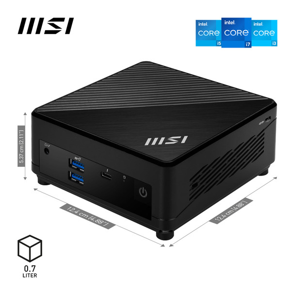 MSI Cubi 5 12M Barebone Mini PC, Intel Core i7-1255U, No RAM/Storage/OS, Thunderbolt 4, Wi-Fi 6E – image 3