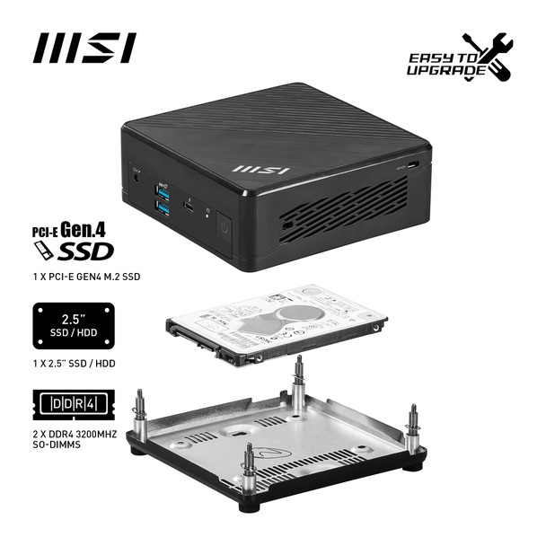 MSI Cubi 5 12M Barebone Mini PC, Intel Core i7-1255U, No RAM/Storage/OS, Thunderbolt 4, Wi-Fi 6E – image 7
