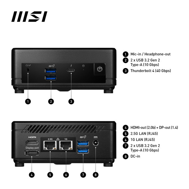 MSI Cubi 5 12M Barebone Mini PC, Intel Core i7-1255U, No RAM/Storage/OS, Thunderbolt 4, Wi-Fi 6E – image 9