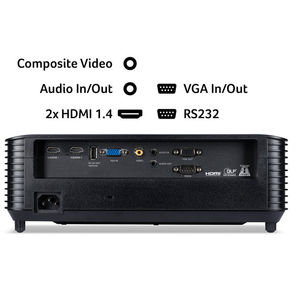 Acer X1328 DLP Projector, WXGA 1280x800, 5000 ANSI Lumens, 20000:1 Contrast, 2x HDMI - MR.JX611.003 – image 7