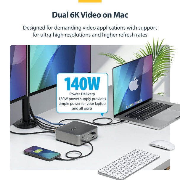 StarTech.com Thunderbolt 5 Docking Station, Triple 4K 144Hz, 140W PD, 2.5GbE, SD 4.0 - 215UETB5USB4DK – image 7