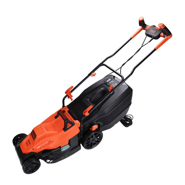 BLACK+DECKER 1600W 38cm Electric Lawn Mower with Bike Handle and Roller - BEMW471BH-GB