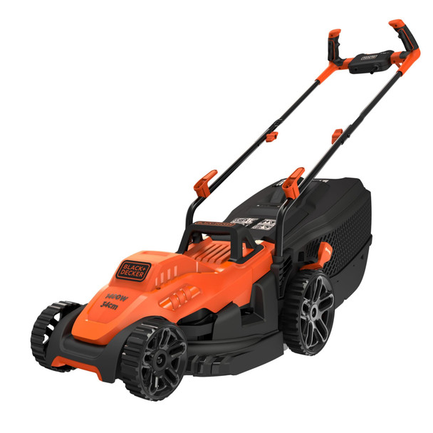 BLACK+DECKER 1400W Electric Lawn Mower with Bike Handle and Roller, 34cm - BEMW461BH-GB