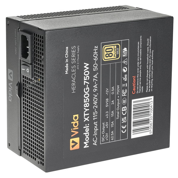VIDA Heracles 750W ATX 3.1 Gaming PSU, 80 PLUS Gold, Fully Modular, 14cm Fan, PCIe 5.1, Black - XTY850G-750W – image 6