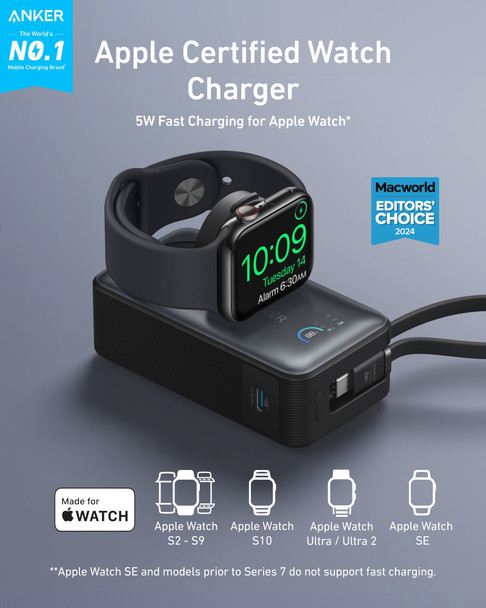 Anker MagGo 10000mAh 35W Power Bank for Apple Watch, Black - A1657H11 – image 2