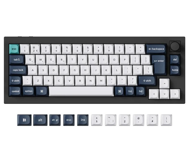 Keychron Q2 Max Wireless Mechanical Keyboard, 65% UK ISO, Gateron Jupiter Brown, Carbon Black - Q2M-M3-UK