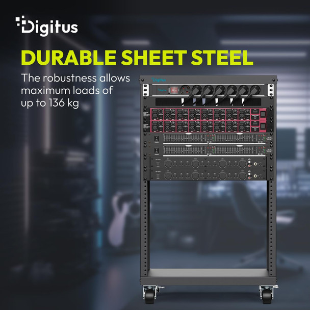 Digitus 16U 19" Audio and Network Rack, Open Frame, Castors, 136kg Max Load, Black - DN-48001 – image 4