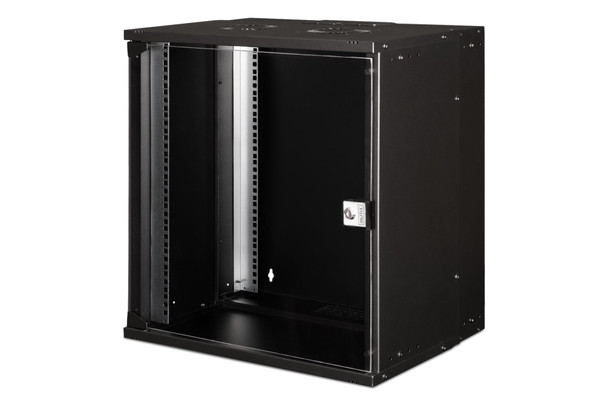 Digitus SoHo Pro 19" 12U Wall Mount Network Cabinet, Glass Door, 400mm Deep, 60kg, Black - DN-49207