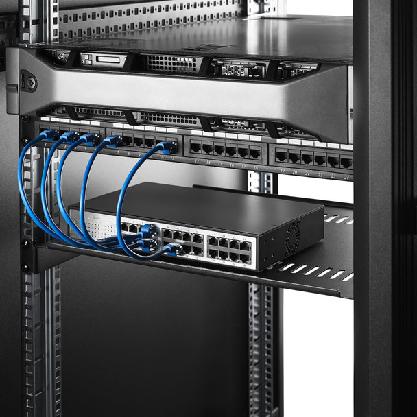 StarTech.com 1U Vented Server Rack Shelf, 2-Pack, 19" Cantilever, 40cm Deep, 20kg Capacity - CABSHELF116V2PK – image 11