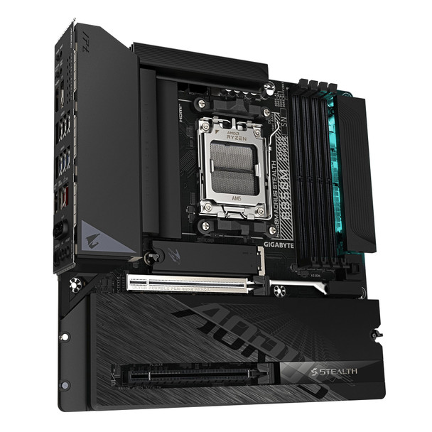 Gigabyte B850M AORUS STEALTH AMD AM5 Socket Motherboard, Micro-ATX, 4x DDR5 Slots, 3x M.2 Socket, Fitted I/O Shield, 5GbE LAN, Wi-Fi 7, 1x DisplayPort / 1x HDMI Port – image 3