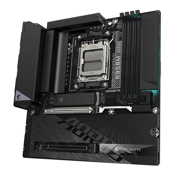Gigabyte B850M AORUS STEALTH AMD AM5 Socket Motherboard, Micro-ATX, 4x DDR5 Slots, 3x M.2 Socket, Fitted I/O Shield, 5GbE LAN, Wi-Fi 7, 1x DisplayPort / 1x HDMI Port – image 4