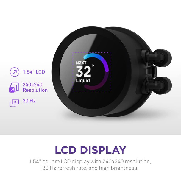 NZXT Kraken 240 RGB 240mm AIO Liquid CPU Cooler, 1.54" LCD, Black - RL-KR240-B1 – image 3