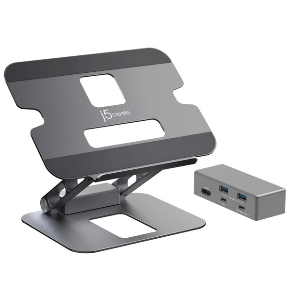 j5create JTS327 Multi-Angle Laptop Docking Stand, 4K HDMI, 100W PD, 16" - JTS327-N