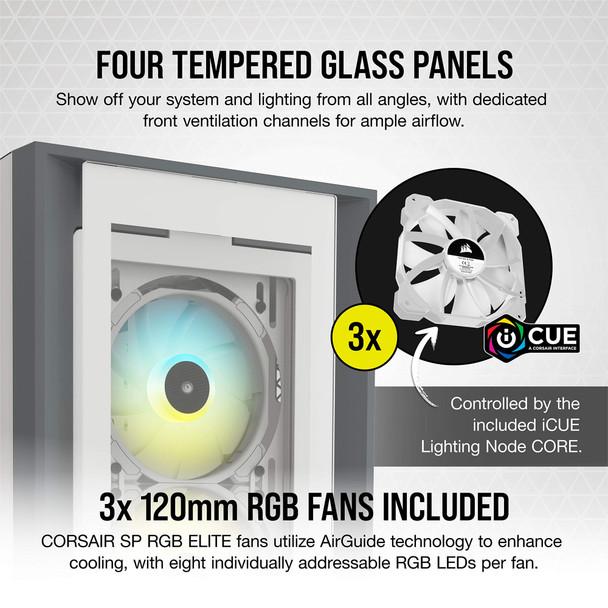 Corsair iCUE 5000X RGB Mid-Tower ATX PC Case, Tempered Glass, White - CC-9011213-WW – image 4