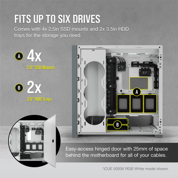 Corsair iCUE 5000X RGB Mid-Tower ATX PC Case, Tempered Glass, White - CC-9011213-WW – image 7