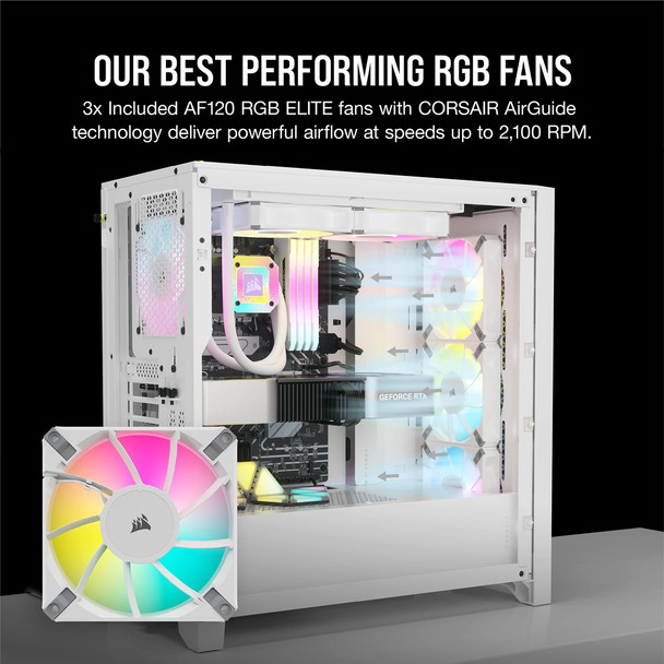 CORSAIR iCUE 4000D RGB Airflow Mid-Tower ATX Case, 3x 120mm Fans, White - CC-9011241-WW – image 5