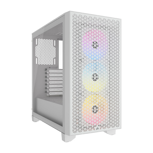 Corsair 3000D RGB Airflow Mid-Tower ATX Case, 3x AR120 Fans, White - CC-9011256-WW