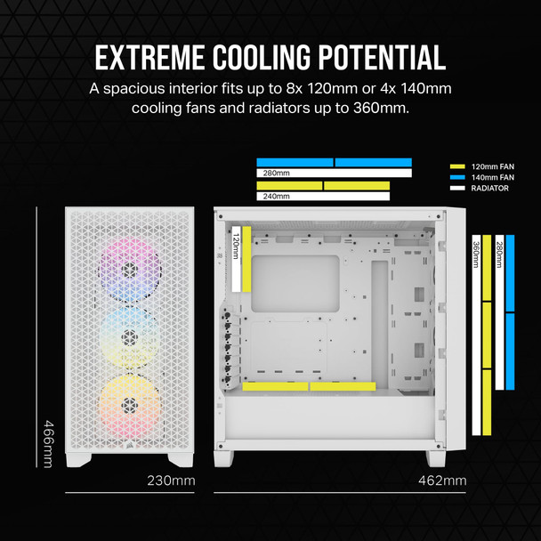 Corsair 3000D RGB Airflow Mid-Tower ATX Case, 3x AR120 Fans, White - CC-9011256-WW – image 3