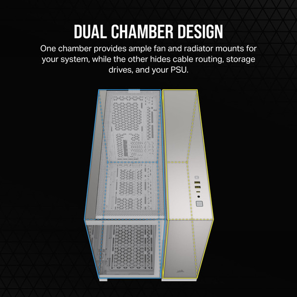 CORSAIR 2500X Micro-ATX Dual Chamber PC Case, Tempered Glass, White - CC-9011289-WW – image 4