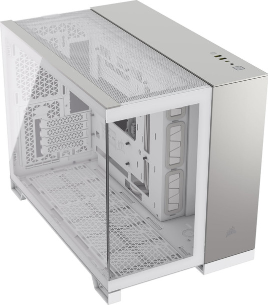 CORSAIR 2500X Micro-ATX Dual Chamber PC Case, Tempered Glass, White - CC-9011289-WW