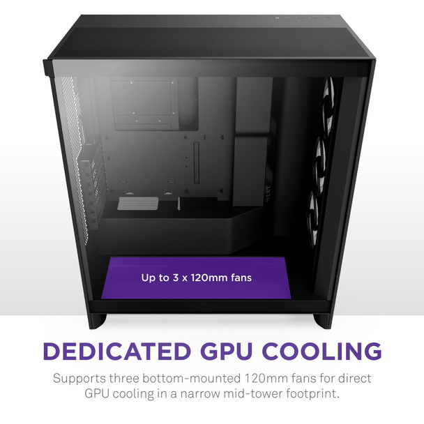 NZXT H7 Flow RGB Mid-Tower ATX PC Case, 420mm Radiator Support, Black - CM-H72FB-R1 – image 2