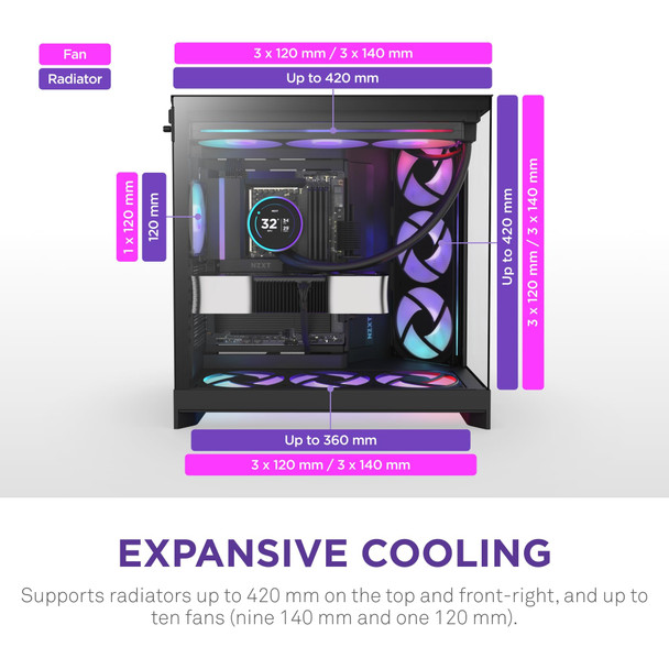 NZXT H9 Flow RGB Dual-Chamber Mid-Tower ATX PC Case, Black - CM-H92FB-R1 – image 4