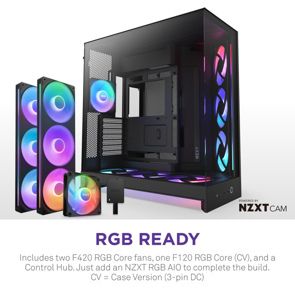 NZXT H9 Flow RGB+ Dual-Chamber Mid-Tower ATX PC Case, Black - CM-H92FB-P1 – image 3