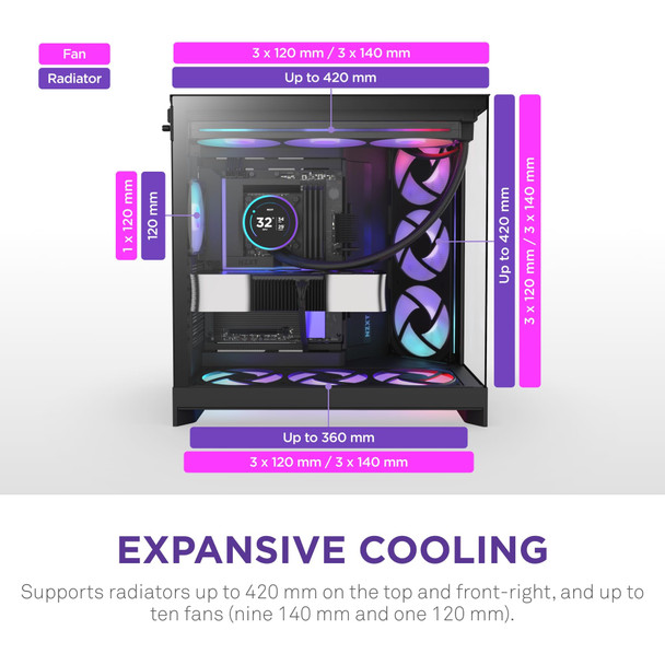 NZXT H9 Flow RGB+ Dual-Chamber Mid-Tower ATX PC Case, Black - CM-H92FB-P1 – image 4
